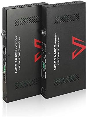 ARC HDMI Extender 4K@60Hz 4:4:4 HDR10 Over Cat5e/6/6a/7 Cable, Audio Return Channel, S/PDIF Audio Pass Through, HDMI 2.0, HDCP2.2, CEC, PoE & Dual IR, RS232, Atmos & DTS:X