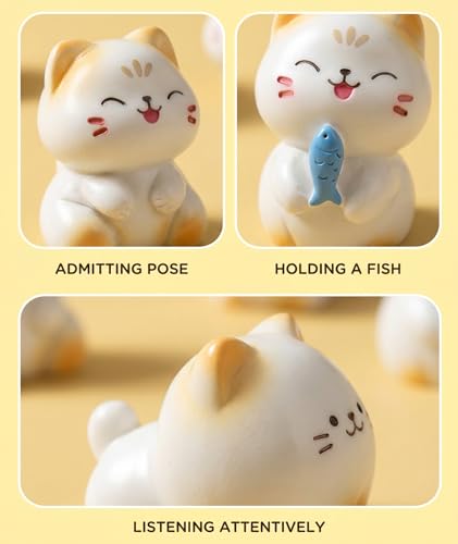 Image of 5Pcs Car Decor Accessories, Car Toys for Car Interior, Sleeping Cat Figurines for Rearview Mirror Home Office Any Occasion (8pcs(Multicolor) B)