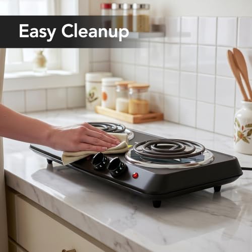 Image of OVENTE Electric Double Burner, 1700W Coil Hot Plate, Black BGC102B (Pack of 5)