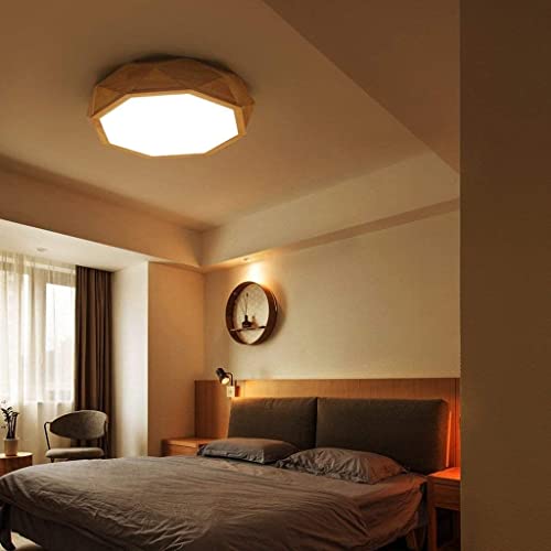 Luz de techo de madera redonda LED con tres tonos de iluminación WouND 4