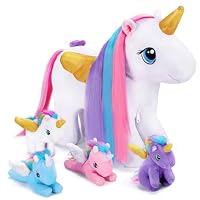 OUOZZZ 5-in-1 Unicorn Stuffed Animals with Braidable Hair Girl Toys