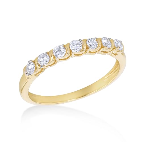 Bague pour femme argent plaqué or 7 pierres Tuscany Silver le cadeau idéal de 0,31 ct
