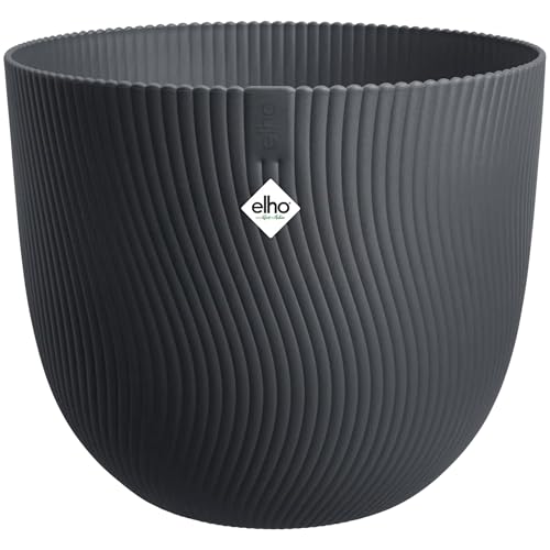 Elho Sereh Round 60 - Maceteros Decorativos - Interior & Exterior - 100% Plástico Reciclado - Ø 59 x H 50.6 cm - Negro/Anthracite