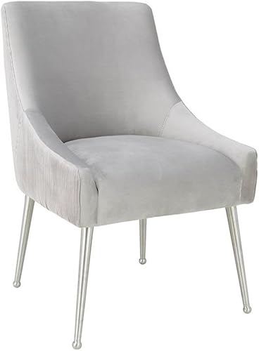 Tov Furniture Beatrix - Silla auxiliar de comedor de terciopelo plisado (gris claro)