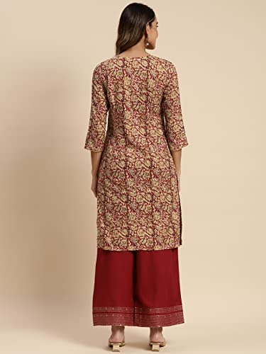 Image of rangita Women Rayon Regular Fit Knee Length Printed Straight Kurti | Kurta