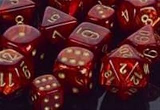 Scarlet w/gold Scarab Polyhedral Chessex 7-Die Set CHX 27414