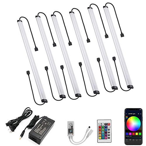 LAIFUNI LED Smart Under Cabinet Lighting - Dimmable Under Counter Lights,20 Inch Panel,RGB,WiFi Controlled,Multicolor Lamps with Remote Control and Compatible with Alexa,Google Assistant (6 Pack Kit)