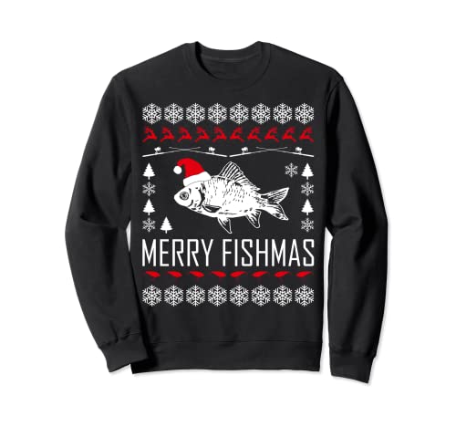 Merry Fishmas Fish Ugly Funny Christmas Fishing Lover Sudadera