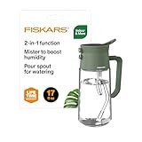 Fiskars 2-in-1 Mist & Pour Watering Carafe, Glass Plant Mister with Thumb Pump Sprayer, Precision Spout for Indoor Gardening, 17 oz Capacity, Modern Décor Style, Clear