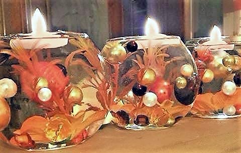 Floating Shades Of Realistic Fall Leaves, Sparkling Gems & Pearls-Fills 1 Gallon Of Floating Gels For Your Vases With Exclusive Measure Kit/Prepbag-So No Guessing-Vase Decoration #TOP4