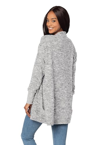 Image of chicka-d Women's Cozy Fleece Cardigan Heather Grey