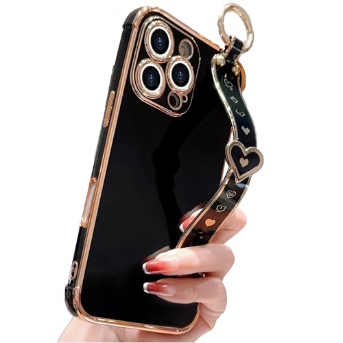 IDweel for iPhone 16 Pro Max with Adjustable Wristband Kickstand, Black