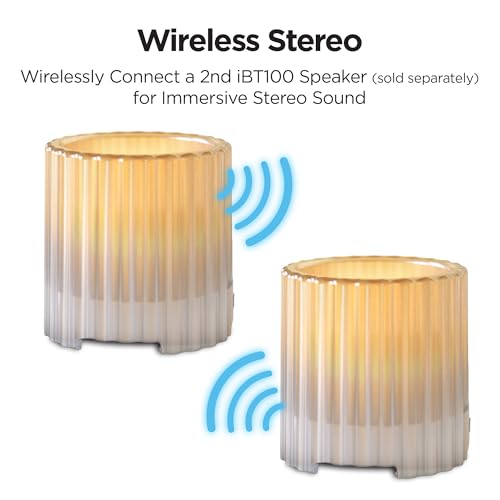 iHome Flameless Candle with Bluetooth Speaker, LED Candle with Rechargeable Battery Ideal for Stylish Home D&eacute;cor &ndash; White (iBT100)