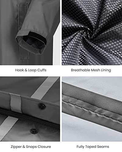 Axesquin Mens Long Raincoat With Hood Waterproof Rain Coats Lightweight Packable Outdoor Rain Jacket Rainwear Grey Xl #TOP5
