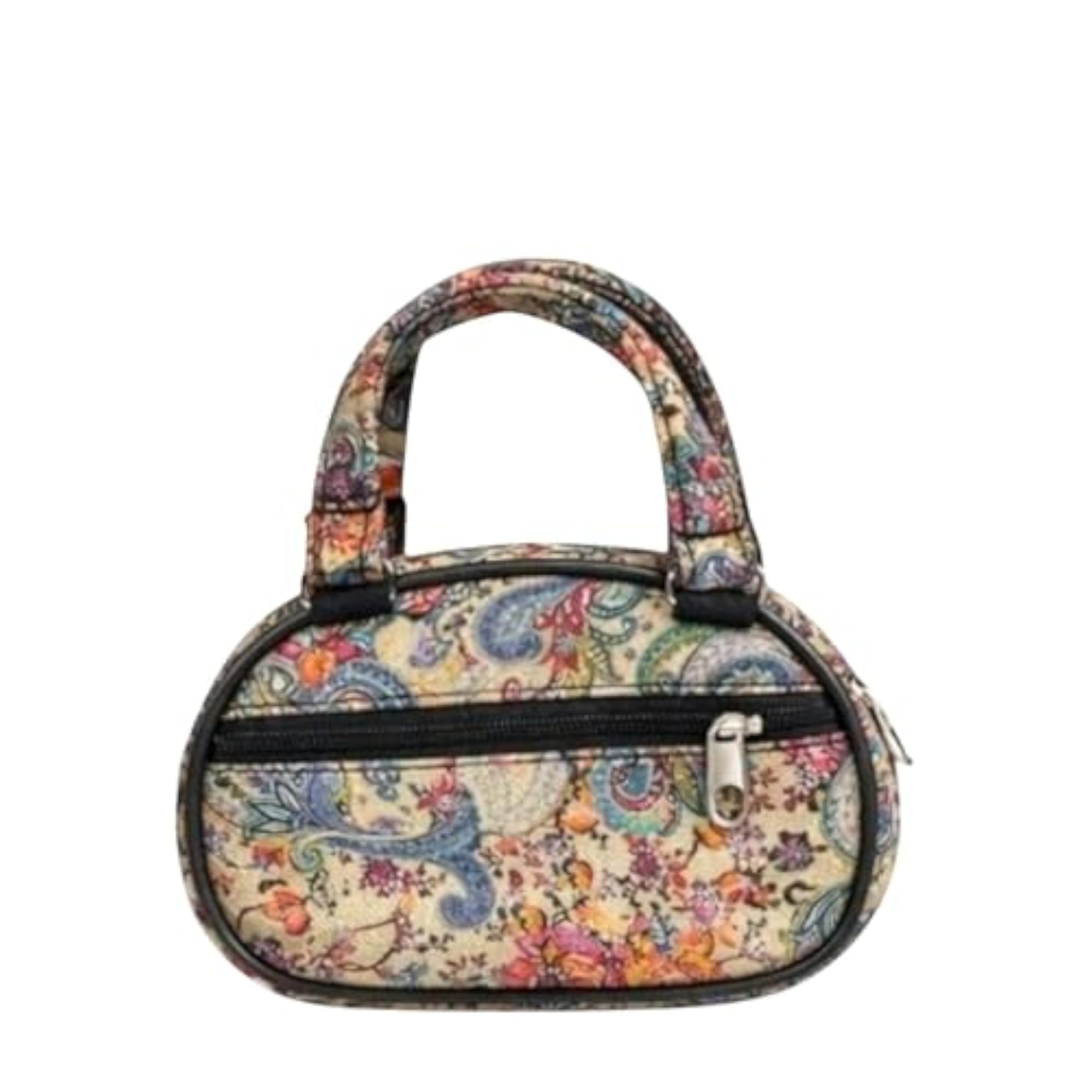 Women's Printed Cotton Mini Handbag Zip Closure Ethnic Purse