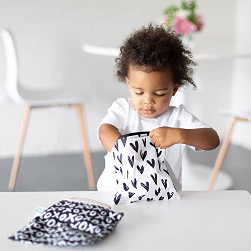 Bumkins Sandwich Bag / Snack Bag, Reusable Fabric, Washable, Food Safe, Bpa Free, 7X7 - Hearts & Xoxo (Pack Of 2) #TOP2