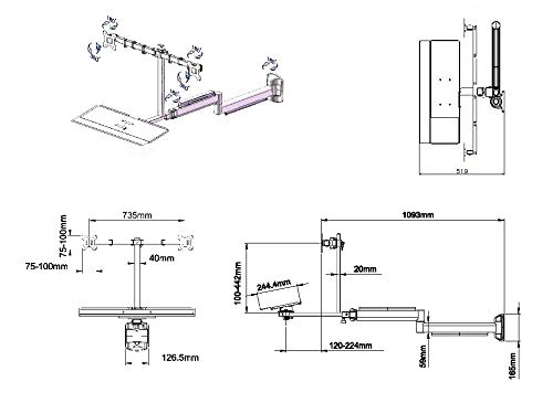 Ezm Dual Lcd/Led/Plasma/Flat Panel Monitor And Keyboard Wall Mount Black (002-0040) #TOP7