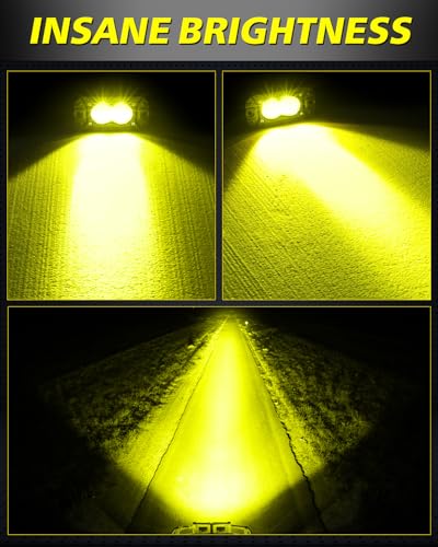 Image of Yellow Flush Mount LED Pods, AKD Part Spot CREE LED Flush Mount Fog Lights 40W Yellow Chase Lights Bumper Driving Backup Reverse Light Pods for Trucks Pickup SUV UTV ATV Snowmobile
