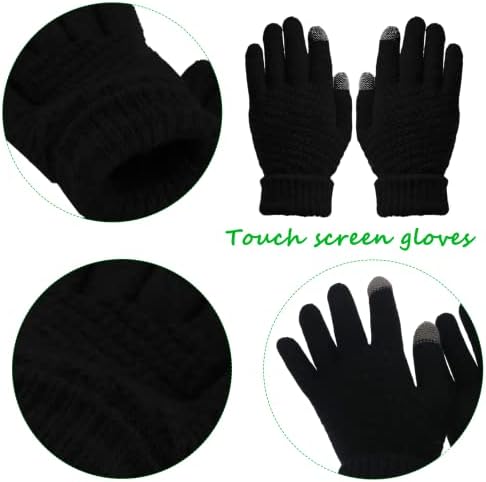 4 Pieces Hat Scarf and Gloves Socks Set, Warm Knitted Scarf Neck Warmer Beanie Hat and Touch Screen Gloves Set Thermal Socks for Men Women Winter Outdoor Sports