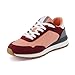 CUSHIONAIRE Kicks Fashion Sneakers for Women, Lightweight Non-Slip Lace Up Spring Shoes with Memory Foam Insole, Salmon/Burgundy 10