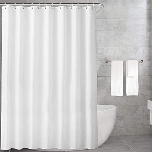 Carttiya Shower Curtain, Fabric White Shower Curtains, Waterproof and Mould & Mildew Resistant, Long, with 12 Rustproof Hooks and Weighted Hem, for Bath Tub and Shower Stall, 72x72inches