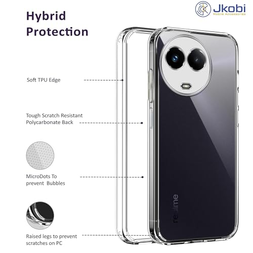 Image of Jkobi Back Cover for Realme 11 5G | Realme 11x 5G (Silicone Clear Shockproof Case with Camera Protection | Soft and Flexible | Transparent)
