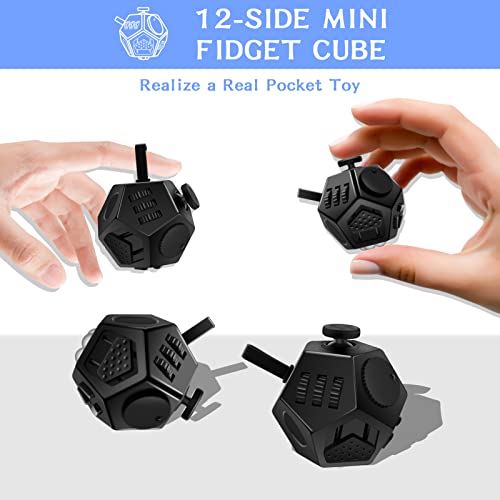Wtycd Mini Fidget Cube Toys, Cool Black Fidget Dodecagon Toy 12 Sided Fidget Cube Relieves Stress Game For Kids And Adults, Anxiety Anti And Kill Time For Add, Adhd, Ocd, Autism (Pure Black) #TOP1