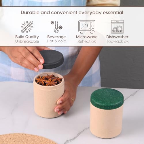 Image of Eha Earth Friendly Canister Set of 4 Made with Rice Husk| Kitchen Jar 400ml | Storage and Containers | Air tight containers for kitchen storage | Multidark