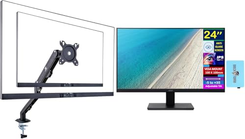 Image of acer 24 inch Vero FHD IPS Monitor with 4 ms Response Time, Anti-Glare, Adaptive Sync, Integrated Speakers, VESA Mount (100x100mm) & DKZ Hub, Black Color Ergoflexy Single Mount Arm