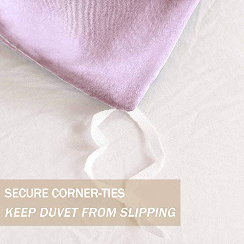 Nanko Queen Duvet Cover Set Lavender 3Pc 90X90 Luxury Microfiber Comforter Quilt Bedding Cover With Deco Buttons Zip Closure Ties - Modern Elegant Style For Men And Women Chambray Teen Purple #TOP5