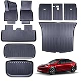 TPE Floor Mats & Cargo Liner for Tesla Model Y Juniper 2025 2026 5-Seat All-Weather Protection | Full Coverage | Odorless Car Mats & Trunk Tray Custom Fit Set Accessories - Black
