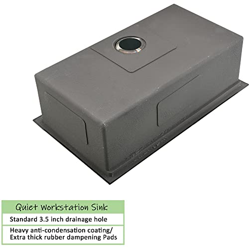 25 Inch Black Undermount Workstation Sink-Wesliv 25X19 Matte Black Stainless Steel Undermount Workstation Sink 16 Gauge R10 Corner Single Bowl Undermount Kitchen Sink With Cutting Board #TOP5