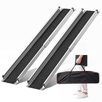 Teleskop Rollstuhlrampen rutschfest 123 cm Hochbelastbare Aluminium-Rampe für Mobilitätsroller (272KG Tragfähigkeit) mit Tragetasche, faltbares Design für Haustreppen/Rollstühle/Roller, 2er-Set
