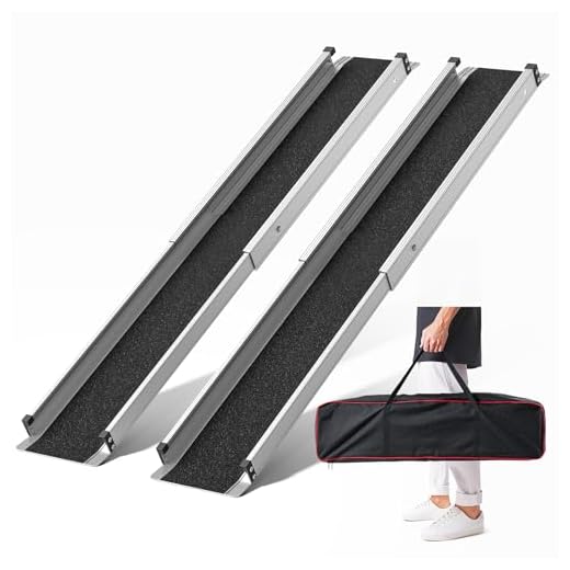 KOLO 7FT Wheelchair Ramps for Steps, 84" L x 7.4" W, 600lbs Capacity, Adjustable Aluminum Ramp, Telescoping Portable with Storage Bag, Non-Skid Surface Wheelchair Ramp for Home, Stairs, Steps(2 Pack)