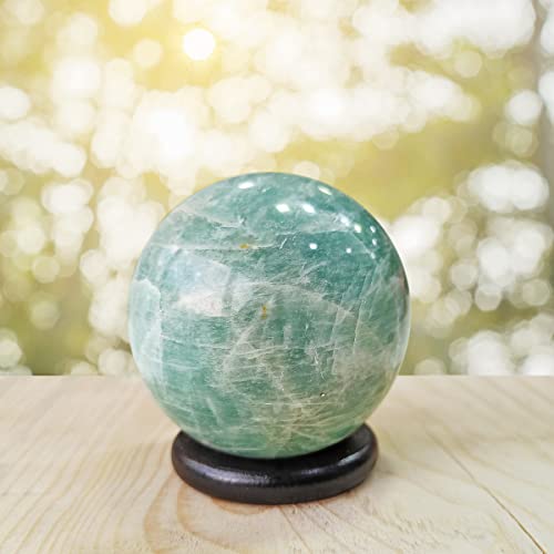 Image of Shubhanjali Amazonite Crystal Ball for Home Decorative Items 150-200 Gm Polished Round Gemstone Amazonite Stone Ball for Crystal at Home Office Desk Kids Table