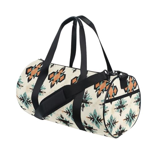 Aztec Print Sports Duffel Bag Durable Full Print Barrel Gym Bag with Multiple Pockets, Adjustable Shoulder Strap Ideal for Sports Gym Training Travel and Outdoor Use3
