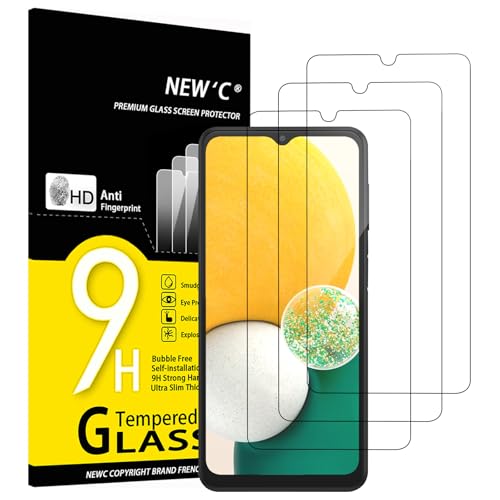 NEW'C 3枚 ガラスフィルム Samsung Galaxy A13 4G / Galaxy A13 5G, に対応 強化ガラス液晶保護フィルム 浮きなし、超耐久9H硬度、気泡なし