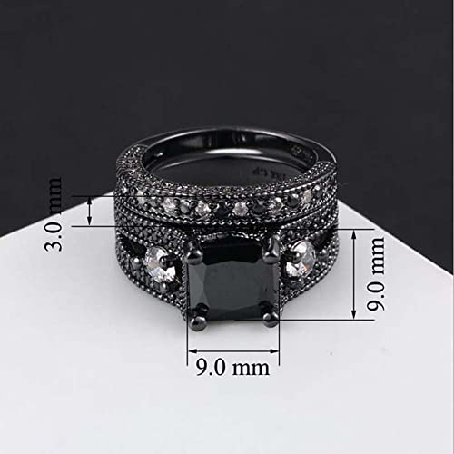 ringheart Couple Rings Matching Ring Black 1CT CZ White Gold Plated Women Wedding Ring Sets for Him and Her Rings2