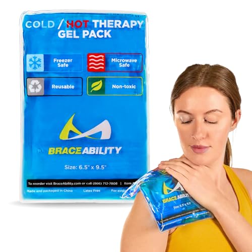 BraceAbility Medical Gel Hot Cold Pack - Reusable Soft Flexible Ice Pack for Hip, Shoulder, Knee, Back - Comfort Cold Compress for Injuries, Swelling, Bruises, Surgery, Kids, Adults (6.5