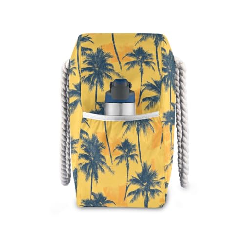 JUNZAN Vintage Yellow Tropical Beach Tote Bag with Handles Swim Pool Bag Beach Totes Bags for Women with Waterproof Pockets4