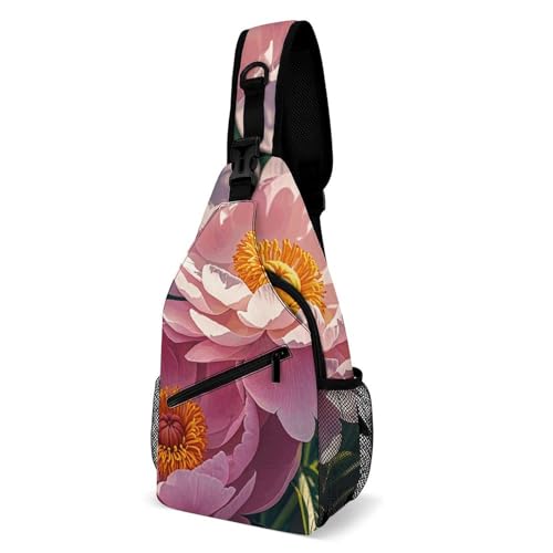 Sac à bandoulière homme et femme pour voyage avec imprimé fleurs de pivoine