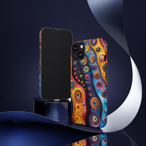 Coque rigide multicolore iPhone 13 à motif circulaire abstrait