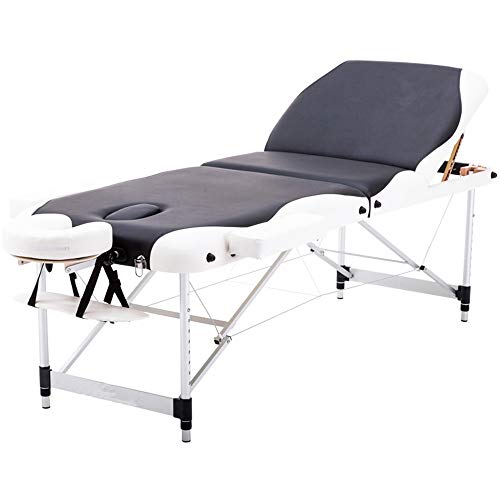 Tabla De Masaje 3 Sección portátil de aluminio de peso ligero masaje Tabla altura ajustable cama plegable profesional de belleza Tratamiento de spa sofá con el apoyo for la cabeza del reposabrazos Par