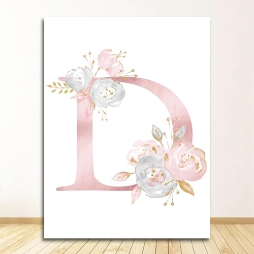 Affiche murale toile lettre D fleurs 70x100 cm pour décoration de salon