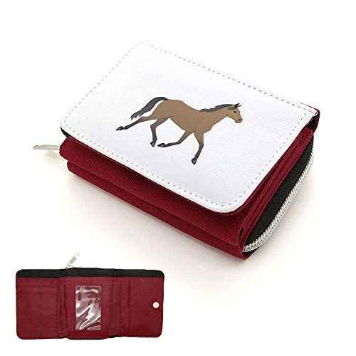 Mygoodprice Portefeuille à rabat porte-monnaie cheval Rouge