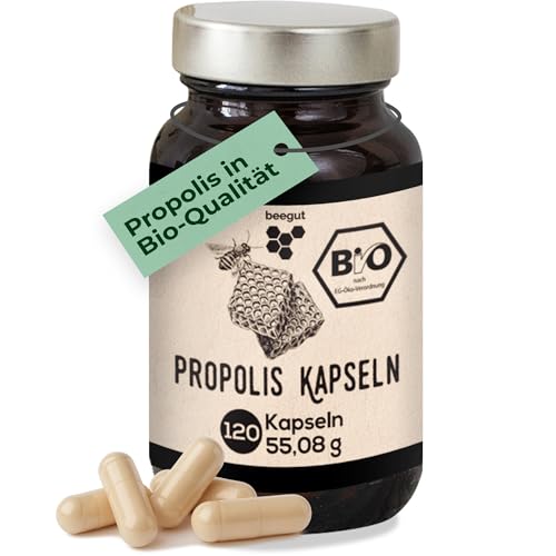 beegut BIO Propolis Kapseln, 120 Kapseln in pflanzlicher Kapselhülle mit BIO Propolis Extrakt, nachhaltige Verpackung