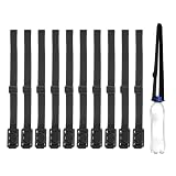 PATIKIL 2.5CM Water Bottle Lanyard, 10 Pcs Adjustable Holder Shoulder Strap with Black Ring Buckle Carrier Clips for Hiking Walking Outdoor, Black
