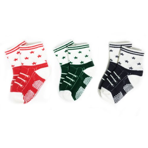 AllyDrew Non-Skid Sneakers Baby Socks (Set of 3)
