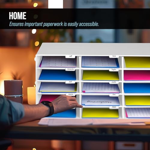 AdirOffice Cardboard Classroom Mailbox, and Office Mail Organizer with Name Slots, (15 Slot, White) - Thumbnail 7