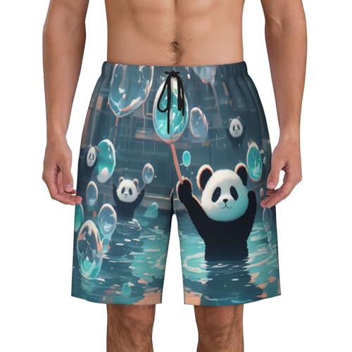 Panda Playing in a Pool Men Beach Pants â€“ Swim Trunks for Men,Quick-Dry and Comfortable, Suitable for Beach, Surf, and Everyday Wear Black